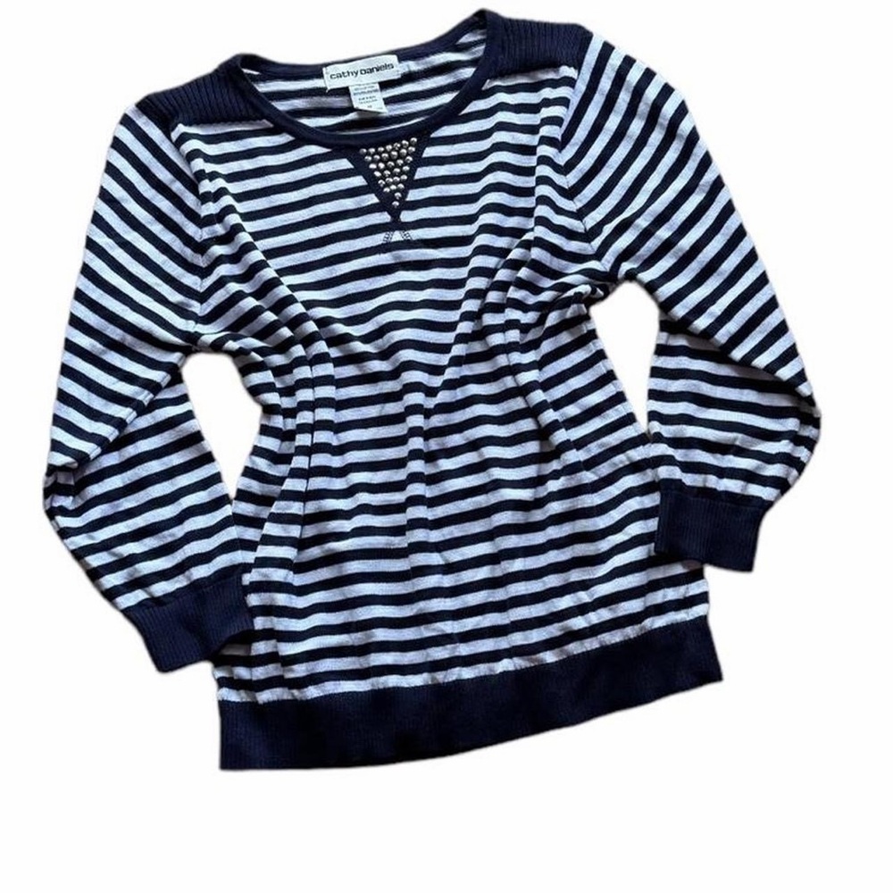 Cathy Daniels black and White Striped Kids Sweater